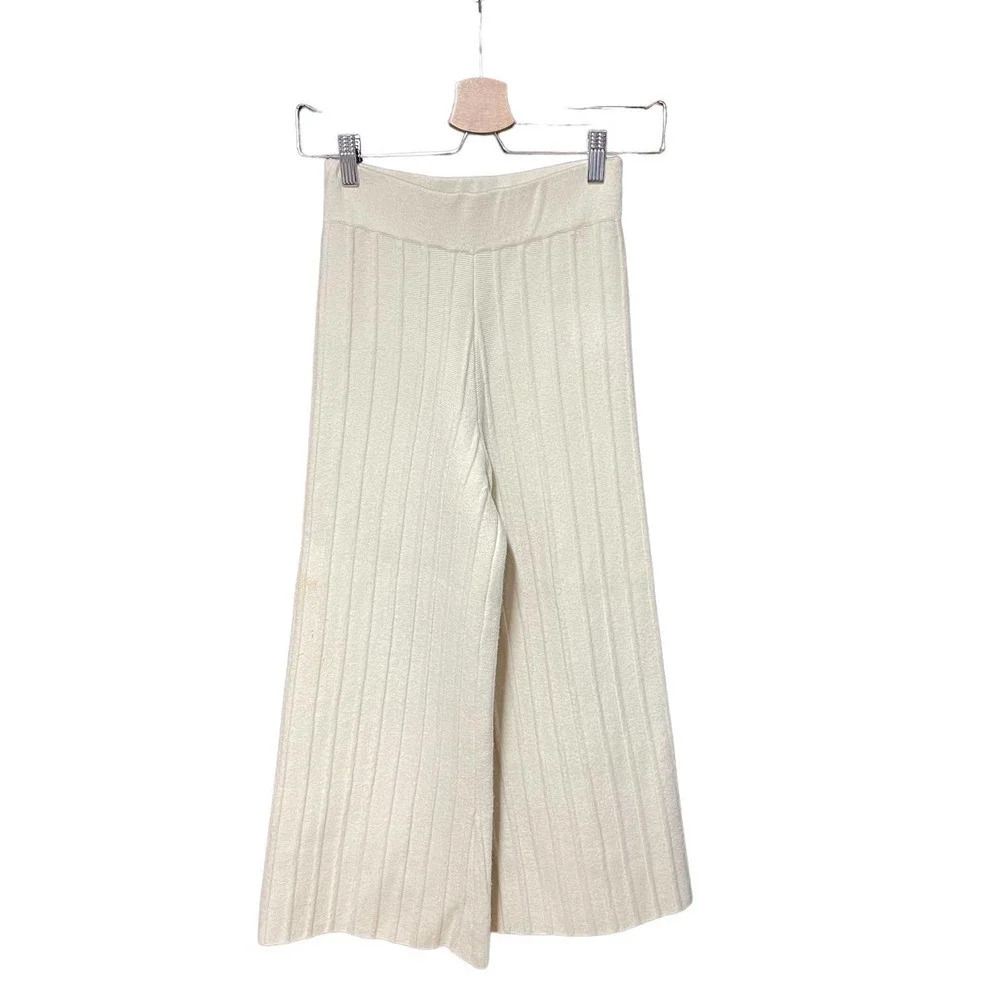 Tabula Rasa Culotte in Ecru Ribbed Sweater Knit Wide-Leg Pants Cream‎ Size XS